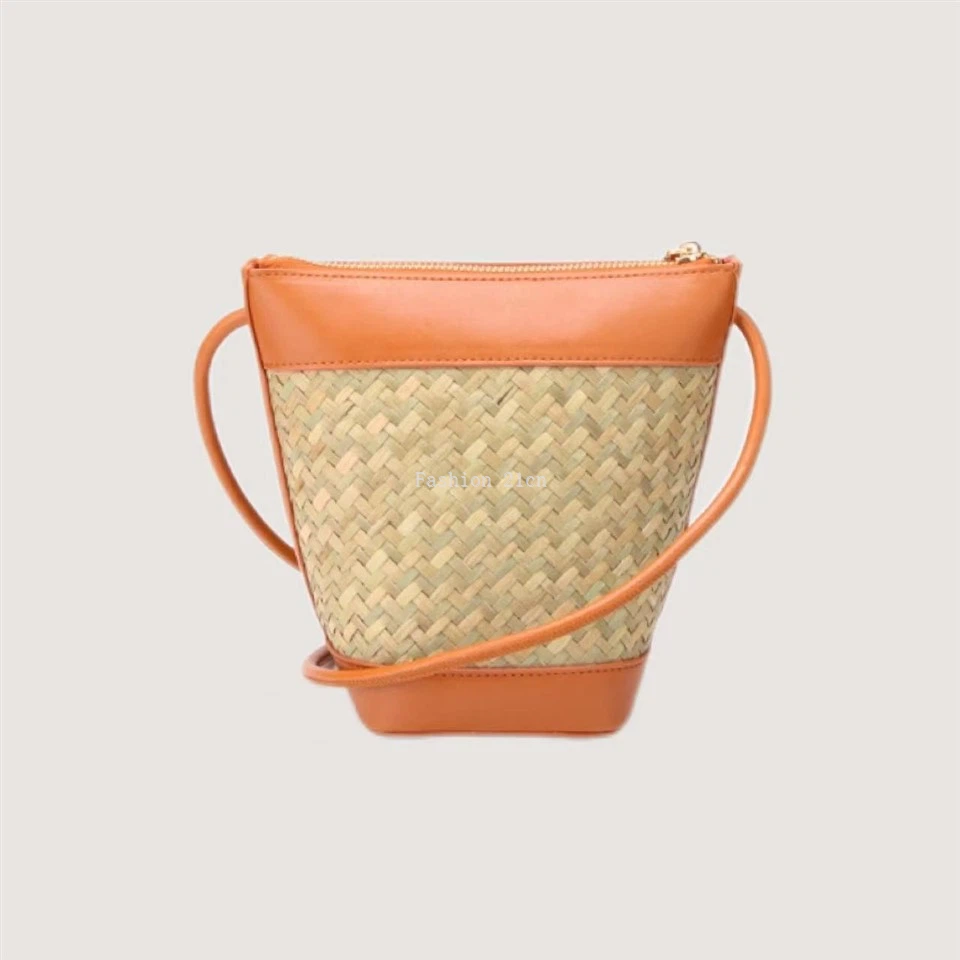 Women Woven PU&Reed Shoulder Bag